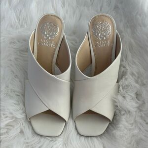 Vince Camuto White Mules with Block Heel